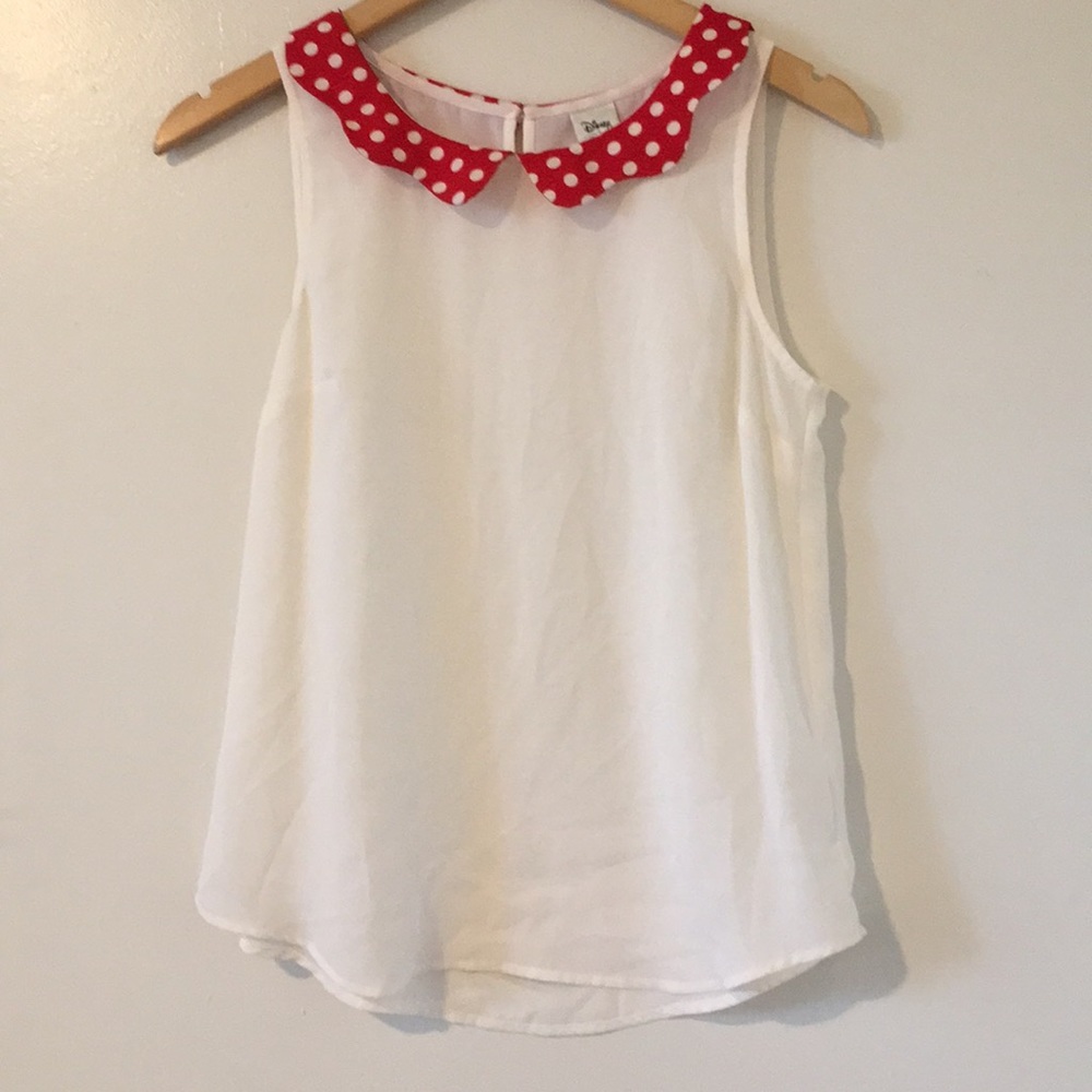 XS Disney by LC Cream Blouse with Red Collar